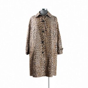 Christian Dior Brown, Black Silk Ocelot LS Coat Sz 40