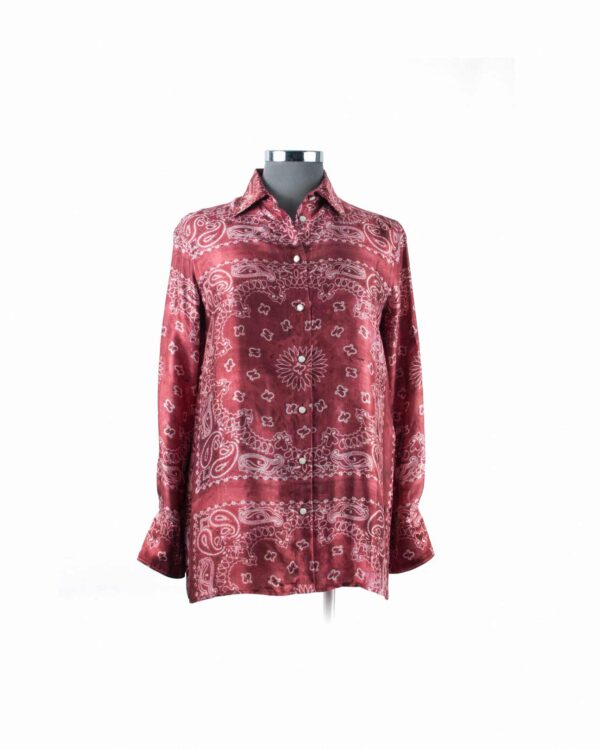 Golden Goose Burgundy Silk Paisley LS Shirt Sz XS